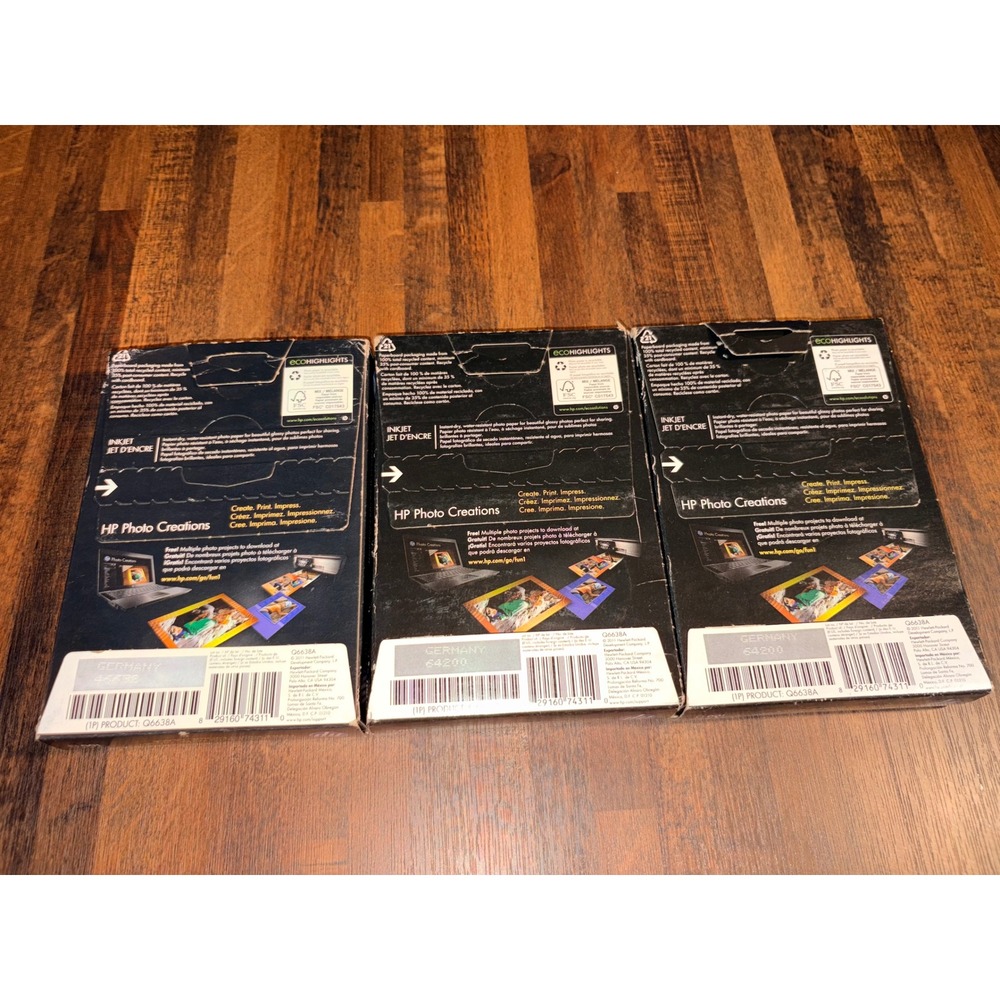 HP Advanced Photo Paper 4x6 Glossy 300 Sheets Total 3 Packs Q6638A Inkjet Paper - Picture 3 of 8